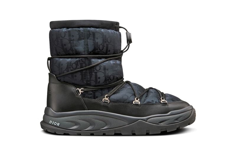 DIOR 1550$ Black Ankle Snow Boot - Leather, Quilted Dior Oblique Pattern