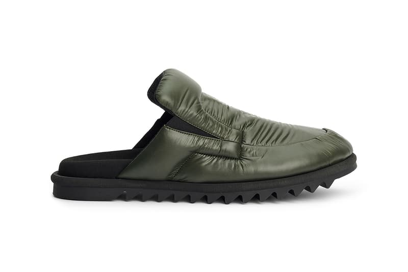 Dries Van Noten Padded Nylon Loafers Khaki Green Très Bien Vibram Gumlite Sole Unit Fall Winter 2021 FW21 Release Information Mules Backless