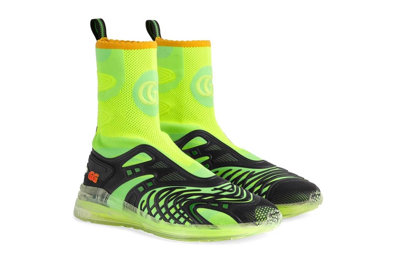 Gucci Ultrapace R mid-top sneaker neon black sneakers kicks footwear luxury Italian Style ‎655738 2TK10 8895  ‎660011 2TK10 8870 neon green