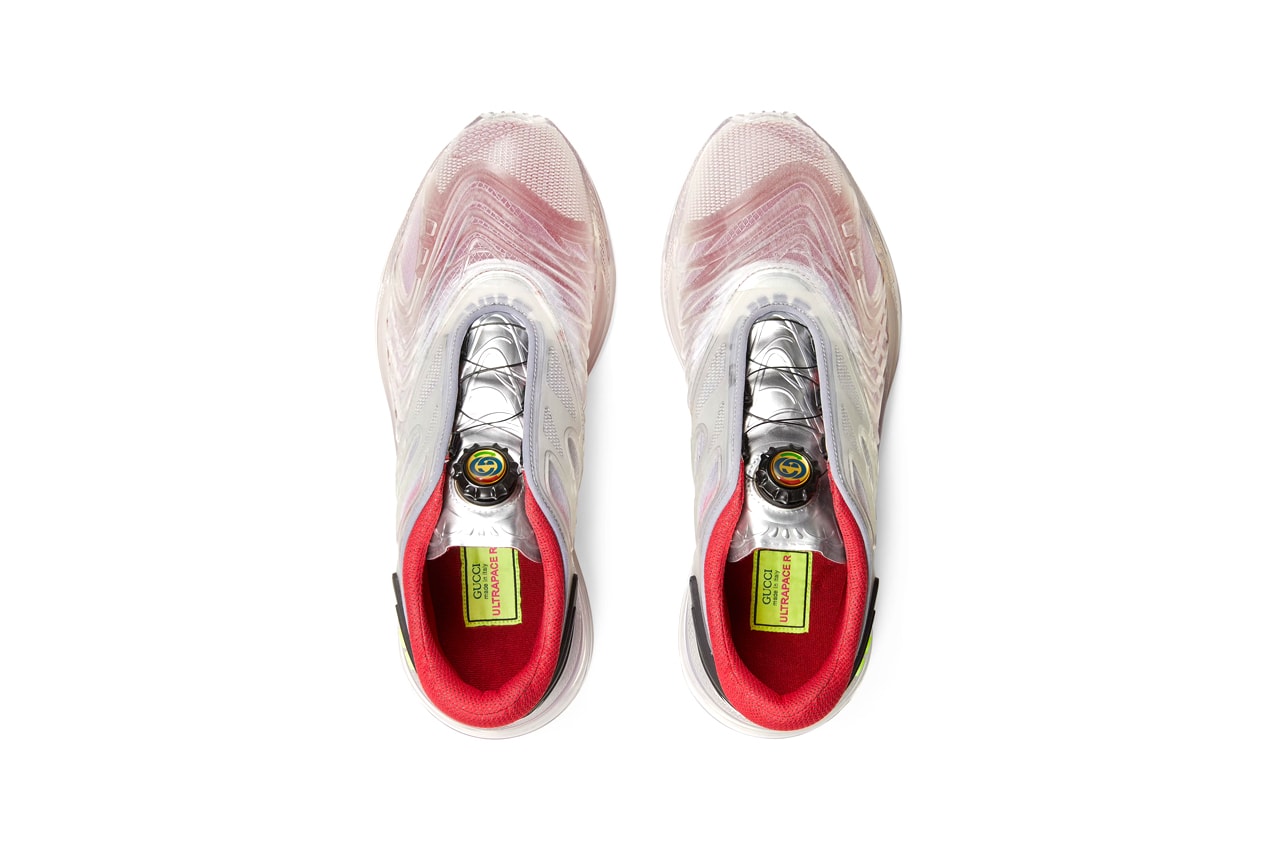 Gucci Ultrapace R Transparent Rubber Alessandro Michele Fall Winter 2021 FW21 Footwear Sneaker Release Information Luxury Designer Shoes Red Knit