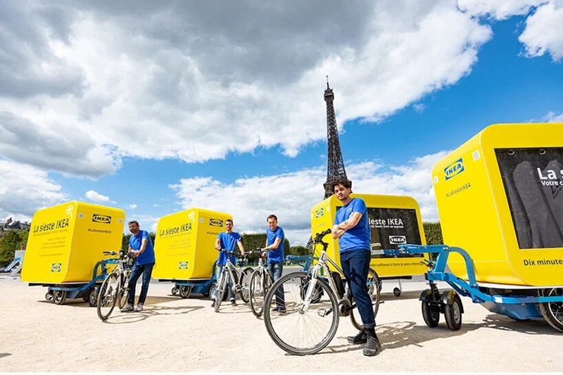 ikea sleeping pods siesta bed france paris afternoon nap electric bike bicycle 