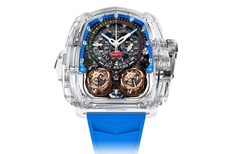 Jacob & Co. Unveils First-Ever Minute Repeater in Sapphire Crystal Case luxury watch bugatti blu jcfm05 chronograph