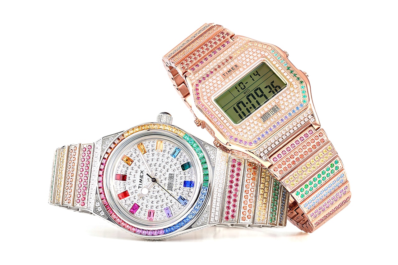 Judith Leiber x Timex Swarovski Crystal Collaboration Q Timex T80 Watch Rainbow Digital Watches Timepieces Bussdown 