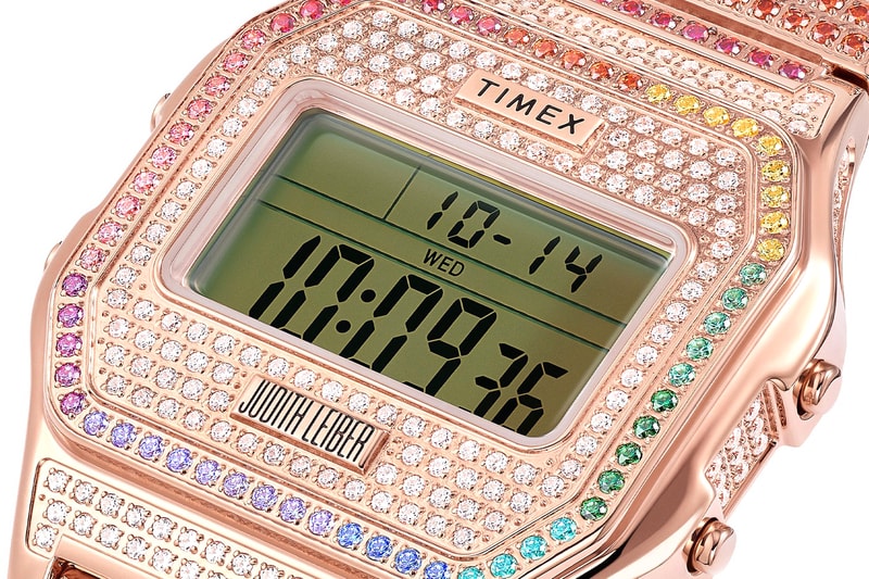 Judith Leiber x Timex Swarovski Crystal Collaboration Q Timex T80 Watch Rainbow Digital Watches Timepieces Bussdown 