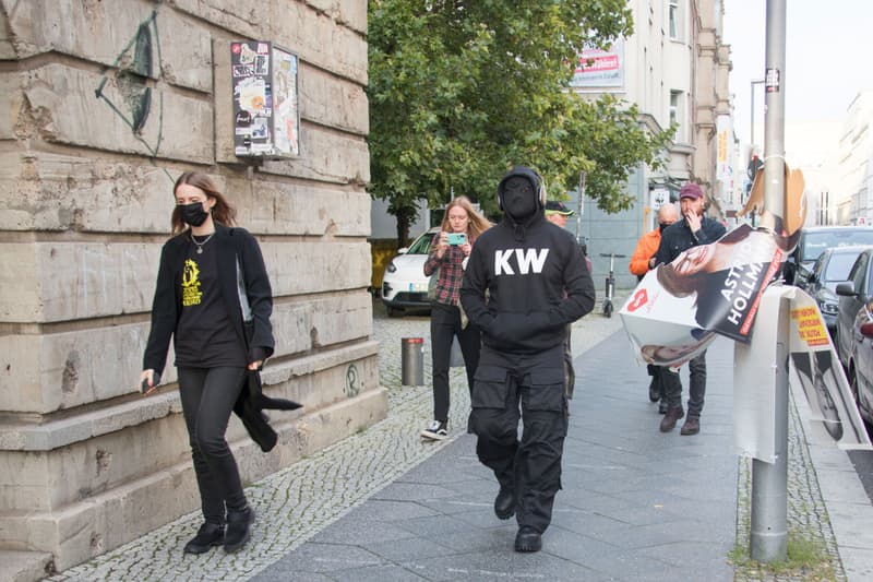 Kanye Tours Art Exhibitions in Berlin Following Album Release Ye Donda KW institute for contemporary art all black outfit balaclava Michael Stevenson Serene Velocity in Practice MC510 CS193 hoodie berghain boros collection Holger Bild Anna Gritz peter thiel john wimber news paparazzi
