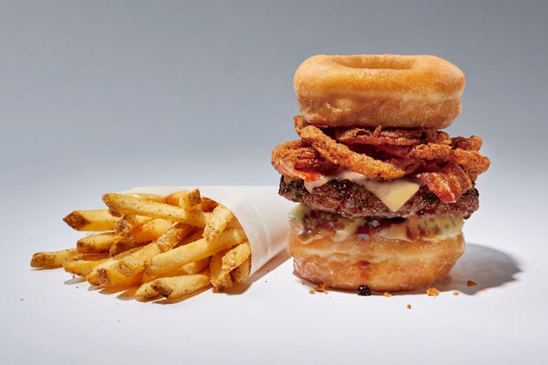 Krispy Kreme and TGI Friday's Japan Link for Doughnut Burger and Flaming Chicken Sandwich