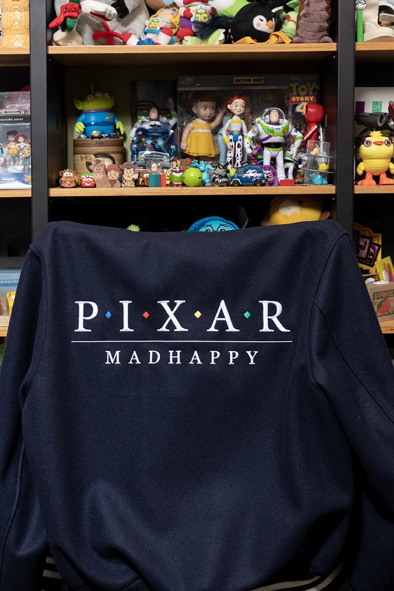 LVMH's Madhappy is Releasing Collaborative Collections with Pixar and Toy Story blue letterman jacket hoodie dad cap trucker hat t shirt sweatpant lookbook release info