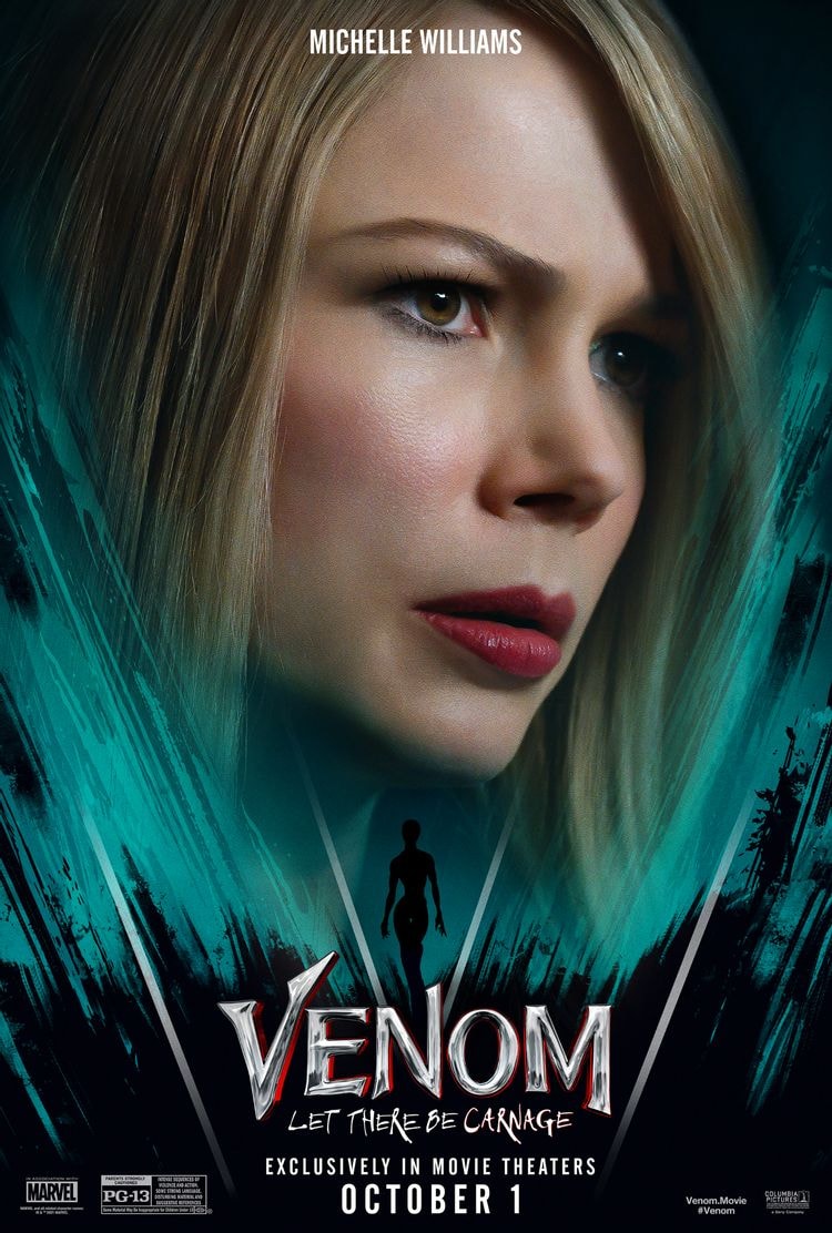 Marvel Studios "Venom: Let There Be Carnage" Shares New Character Posters MCU anti hero Hinting at the return of Michelle Williams' She-Venom october 1 release news