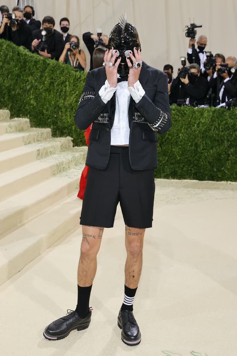 Here Are the Most Talked About Fits at Met Gala 2021 asap rocky rihanna frank ocean robot timothee chalamet kid cudi virgil abloh lil nas x jennifer lopez balenciaga kim kardashian justin bieber hailey bieber hunter shafer evan mock tom browne kendall jenner anna wintour billie eilish naomi osaka gigi hadid gemma chan simu liu iman thom browne