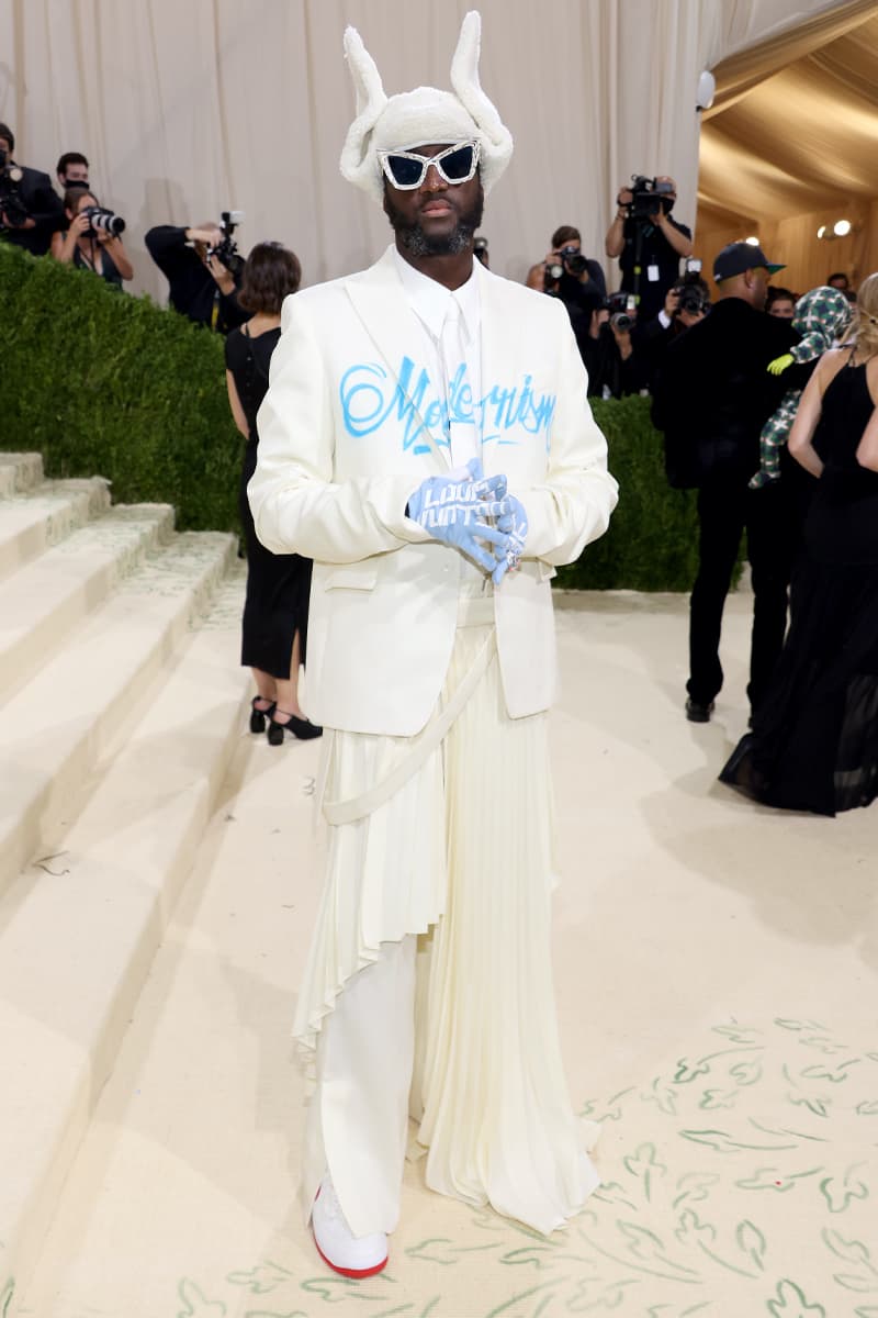 Here Are the Most Talked About Fits at Met Gala 2021 asap rocky rihanna frank ocean robot timothee chalamet kid cudi virgil abloh lil nas x jennifer lopez balenciaga kim kardashian justin bieber hailey bieber hunter shafer evan mock tom browne kendall jenner anna wintour billie eilish naomi osaka gigi hadid gemma chan simu liu iman thom browne