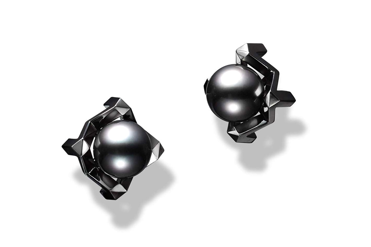 Mikimoto "PASSIONOIR" Collection Black South Sea Pearls Black Rhodium Plated Silver Ear Cuffs Earrings Studs Necklaces Bracelets Japanese Fine Jewelry Men in Pearls Accessories Trend 