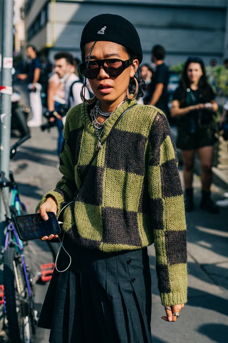 Milan Fashion Week Women's SS22 Street Style spring summer 2022 streetstyle mfw milano camerao moda italy streetwear versace fendi gucci fendace kim jones donatella versace silvia venturini fendi