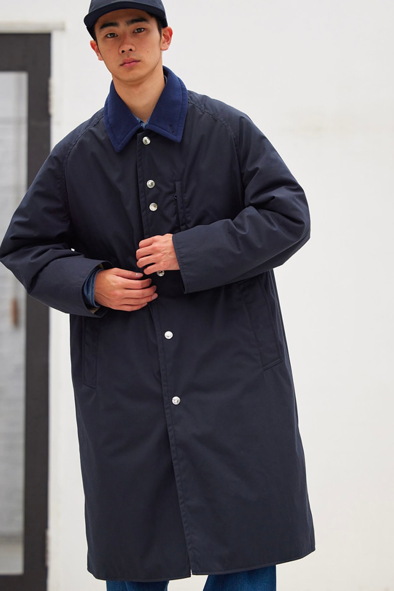 Nanamica Blends Urban and Outdoor Aesthetics for The North Face Purple Label Capsule The North Face coolmax 65 35 balmacaan trenchcoat field jacket  denali cardigan down pullover  wind shirt long sleeve striped t  moleskin cargo pant  release info