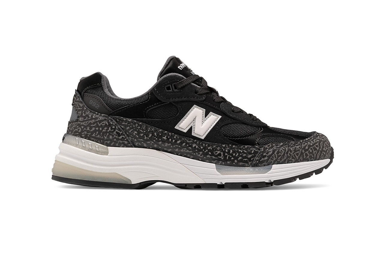 new balance 992 black gray elephant print release info date store list buying guide photos saks fifth avenue 