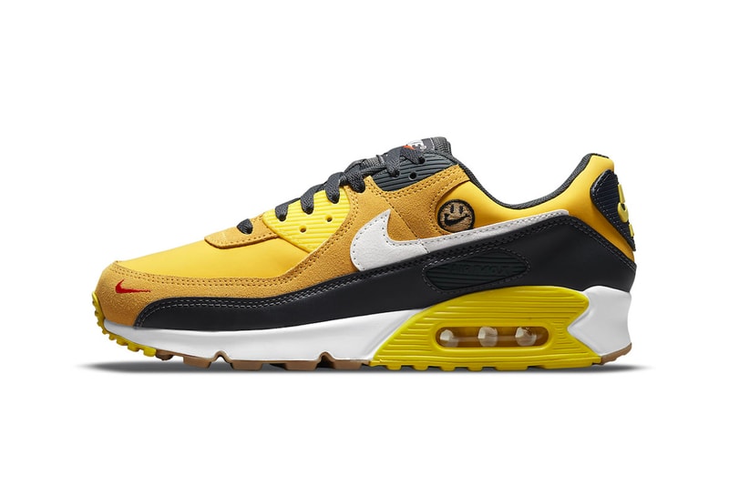 Nike Air Max 90 in "Go The Extra Smile" Release Info swoosh sneaker footwear leather suede mesh yellow gold red DO5848-700