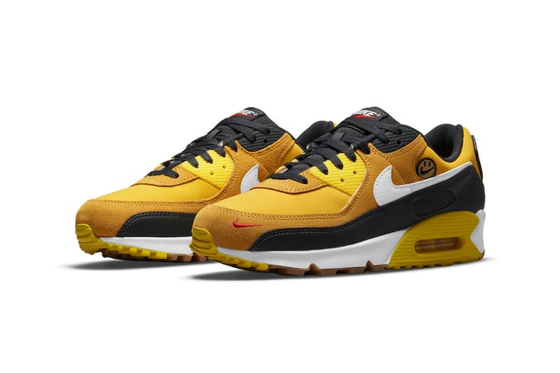 Nike Air Max 90 in "Go The Extra Smile" Release Info swoosh sneaker footwear leather suede mesh yellow gold red DO5848-700