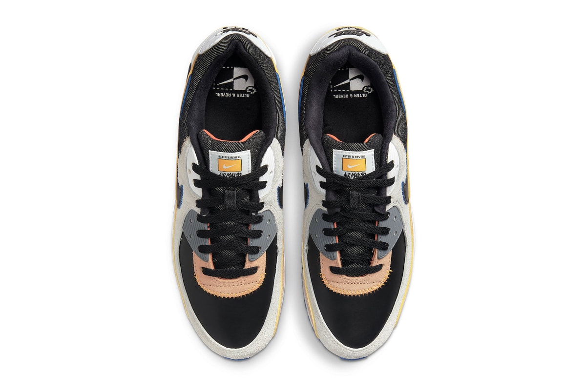 Nike Air Max 90 & Air Force 1 Low in "Alter & Reveal" Release sneaker footwear mudguard leather denim canva orange blue yellow beige tan black red