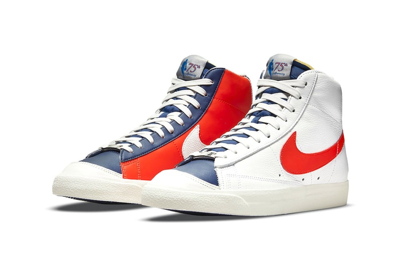 Nike Delivers New York Knicks-Inspired Blazer Mids in Celebration of NBA's 75th Anniversary DD8025-100 BA x Nike Blazer Mid ’77 EMB “Knicks” white/orange-blue void-sail