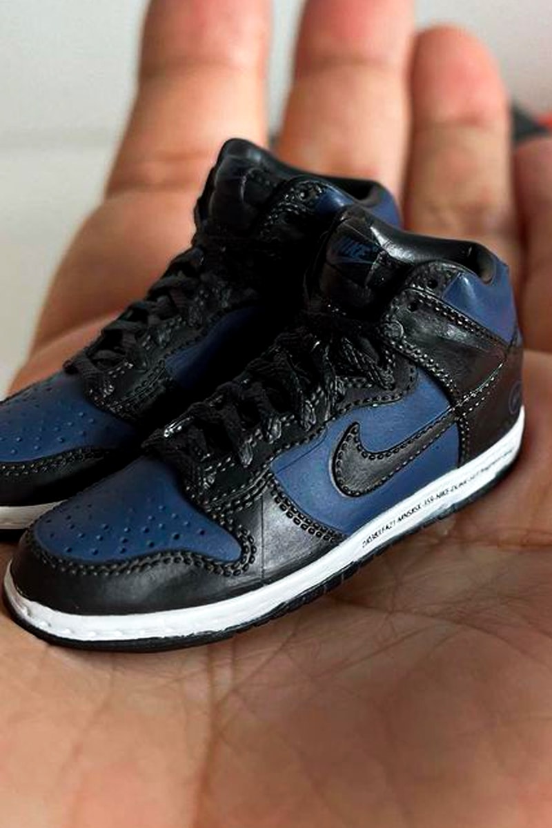 BANDAI Releases Miniature Nike Dunk Highs in mini Gashapon Toy Capsules Michigan Iowa St. John's UNLV Syracuse Villanova Kentucky Fragment design Midnight Navy Beijing release info 
