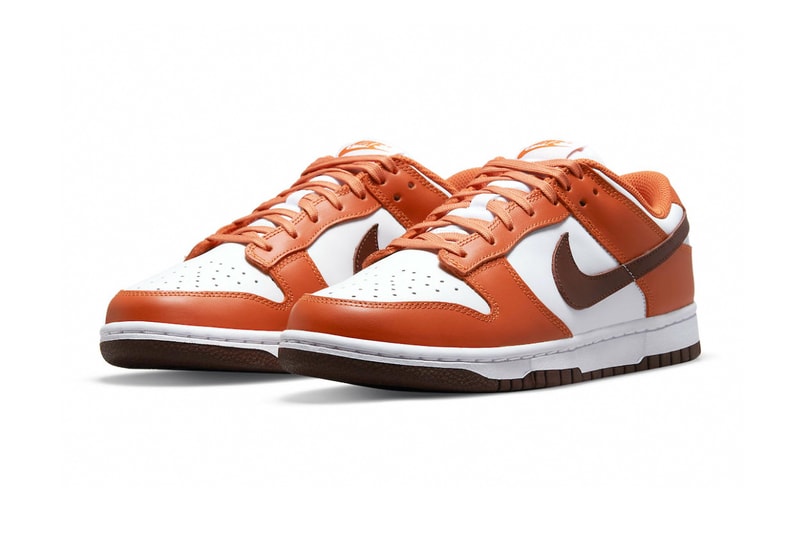 nike dunk low reverse mesa orange dq4697 800 release-date 2002 fall winter 2021 white leather mesa brown swoosh white tongue nike embroidery 100 USD info