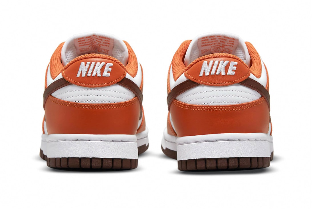 nike dunk low reverse mesa orange dq4697 800 release-date 2002 fall winter 2021 white leather mesa brown swoosh white tongue nike embroidery 100 USD info