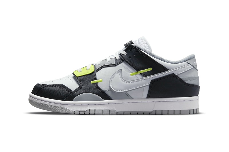 Nike Dunk Low Scrap in "Wolf Grey" dc9723-001 Release footwear sneakers swooshes leather mesh Black White Wolf Grey Lemon Twist