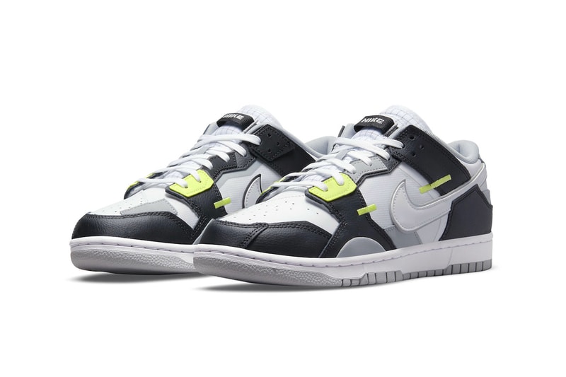 Nike Dunk Low Scrap in "Wolf Grey" dc9723-001 Release footwear sneakers swooshes leather mesh Black White Wolf Grey Lemon Twist