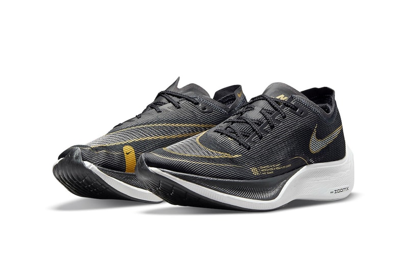 Nike Zoom VaporFly NEXT% in "Black Gold" Release Date sneaker footwear swoosh mesh black gold CU4111-001