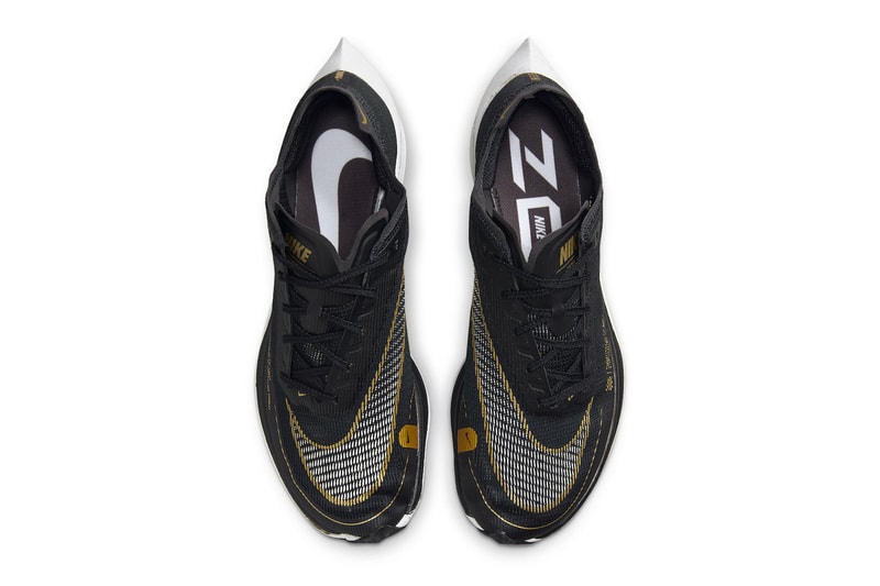 Nike Zoom VaporFly NEXT% in "Black Gold" Release Date sneaker footwear swoosh mesh black gold CU4111-001