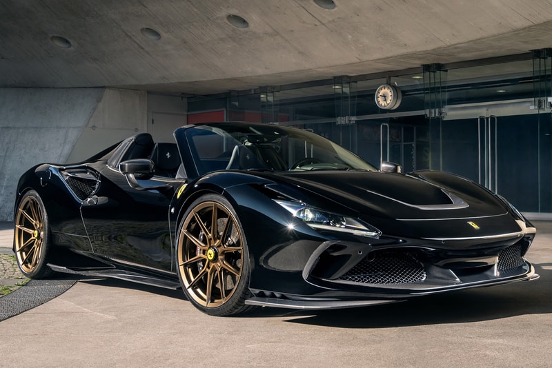 NOVITEC Ferrari F8 Spider Naked Carbon Fiber Twin Turbo V8 Custom Italian Supercar Convertible Black Gold Exhaust System Power Performance Figures Speed Tuned