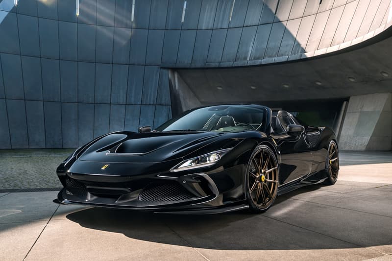 NOVITEC Ferrari F8 Spider Naked Carbon Fiber Twin Turbo V8 Custom Italian Supercar Convertible Black Gold Exhaust System Power Performance Figures Speed Tuned