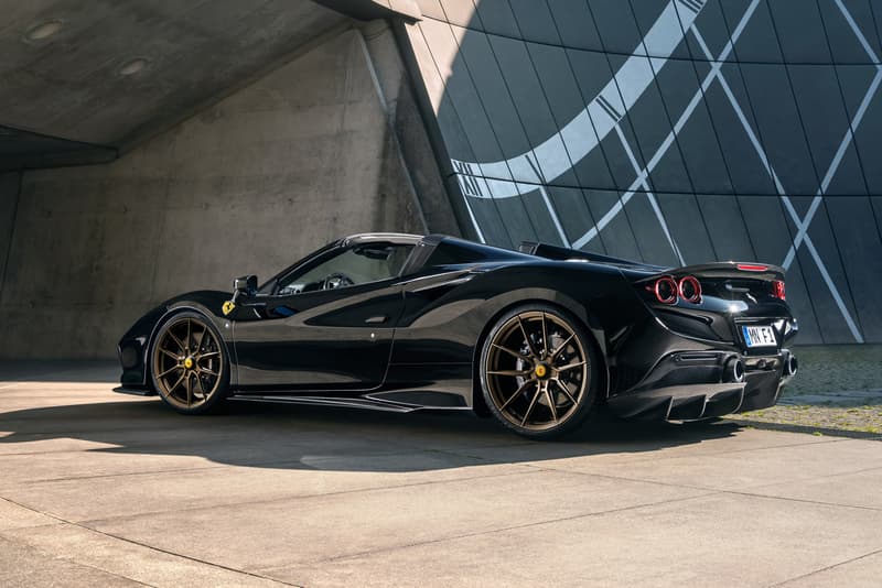 NOVITEC Ferrari F8 Spider Naked Carbon Fiber Twin Turbo V8 Custom Italian Supercar Convertible Black Gold Exhaust System Power Performance Figures Speed Tuned