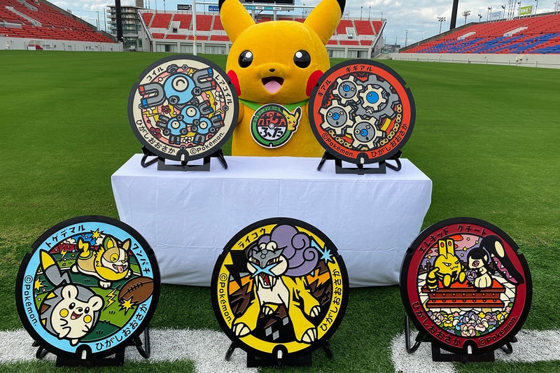 Osaka Installs Pokémon Manhole Covers Pokéfuta Higashiosaka Osaka City Hanazono Rugby Stadium electric metal fairy type Raikou Yamper Togedamaru Higashiosaka Chuo Park Rugby 