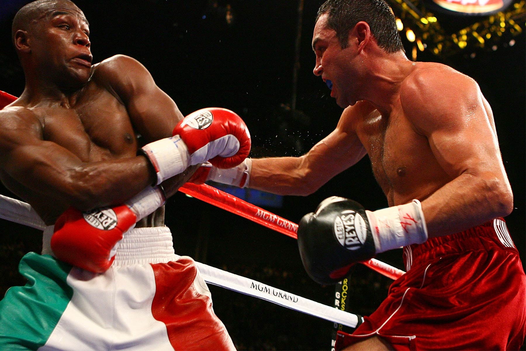 Oscar De La Hoya Floyd Mayweather $100 million USD rematch call out sports combat boxing retired triller 