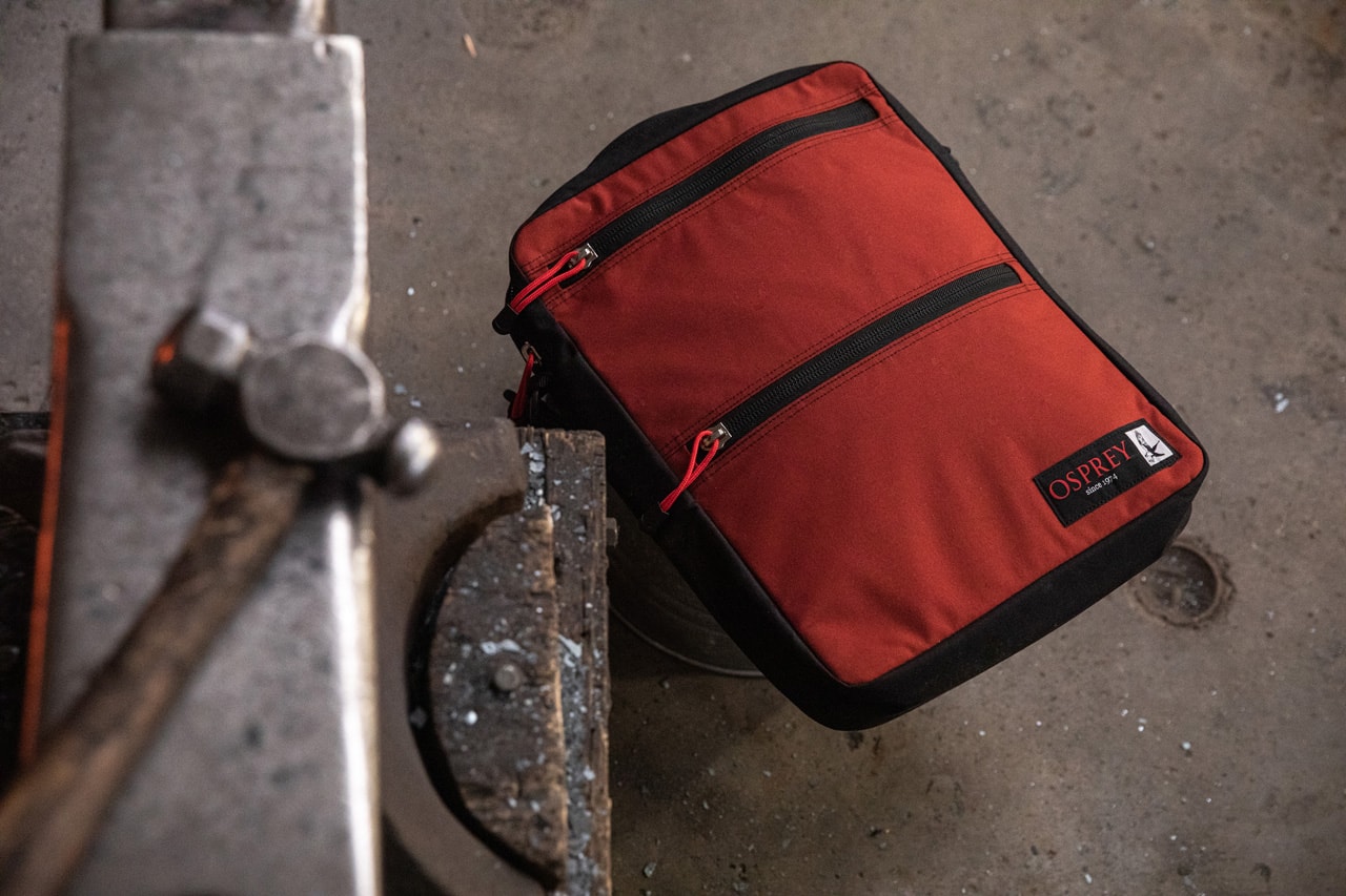 osprey heritage scarab, heritage simplex, heritage turnstone, heritage musette and the heritage waist pack burly material quality innovation design sustainable integrity red green black blue bluesign® lapttop sleeves