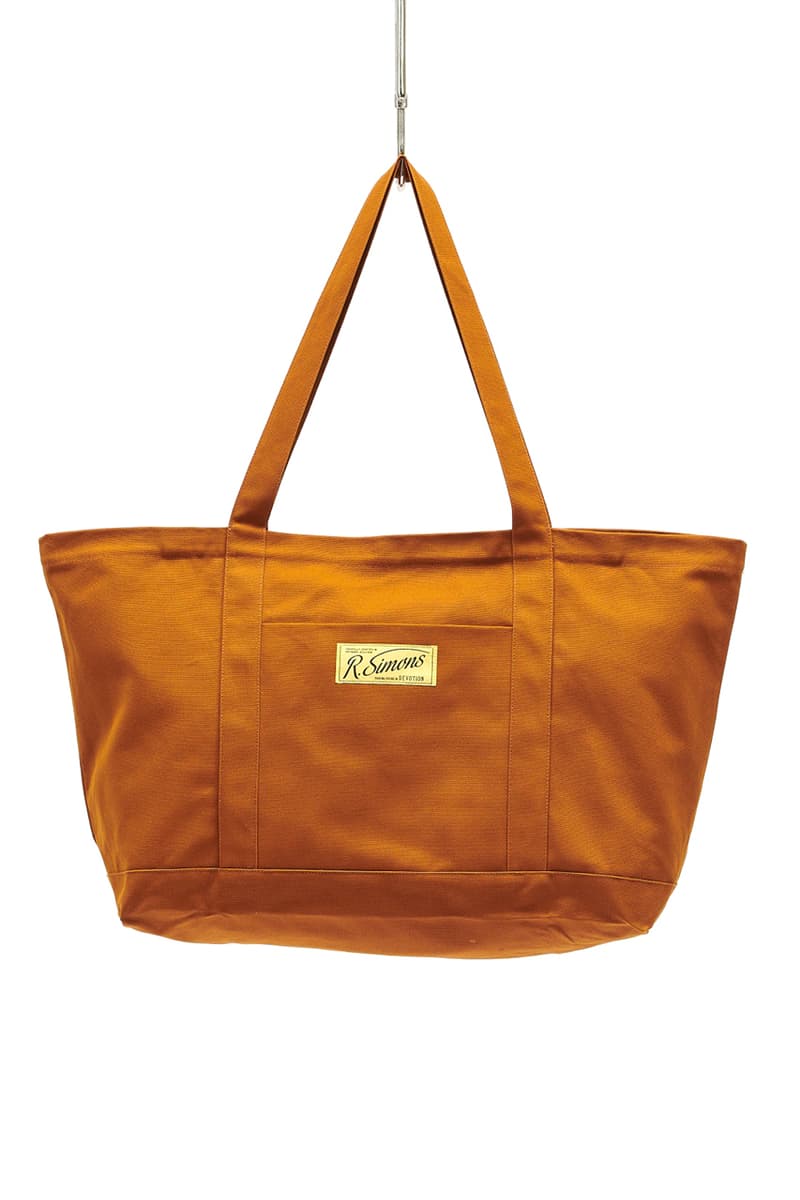 Raf Simons Oversized Canvas Tote Bag Fall Winter 2021 FW21 Cognac Green Red Antwerp Belgium Release Information Drop Date Runway Collection Accessories