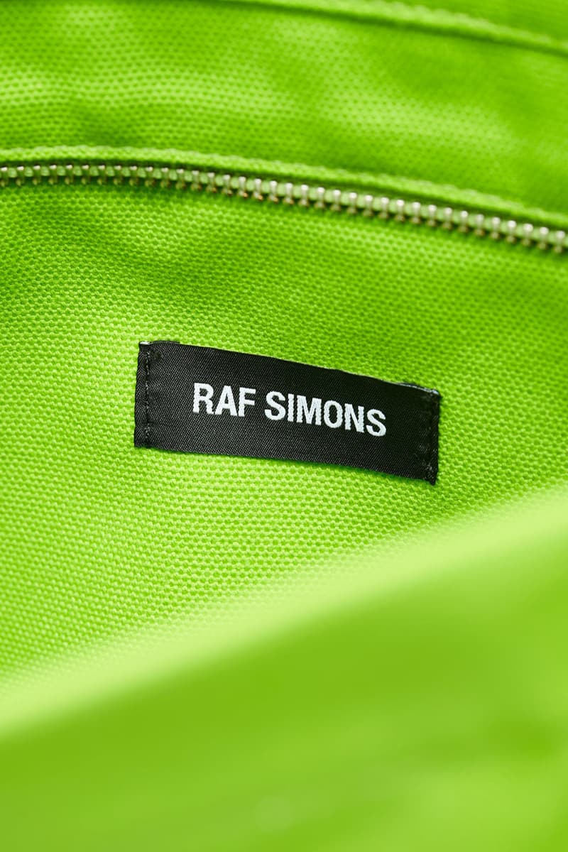 Raf Simons Oversized Canvas Tote Bag Fall Winter 2021 FW21 Cognac Green Red Antwerp Belgium Release Information Drop Date Runway Collection Accessories