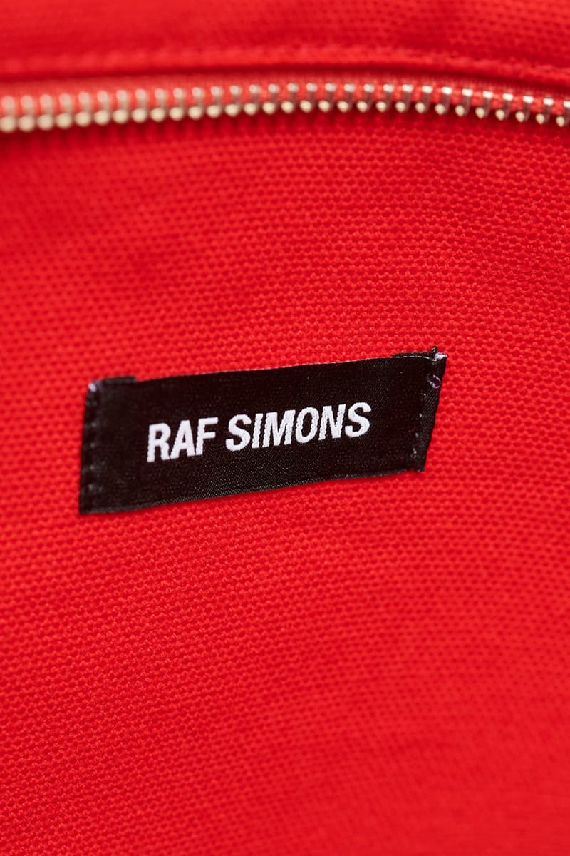 Raf Simons Oversized Canvas Tote Bag Fall Winter 2021 FW21 Cognac Green Red Antwerp Belgium Release Information Drop Date Runway Collection Accessories