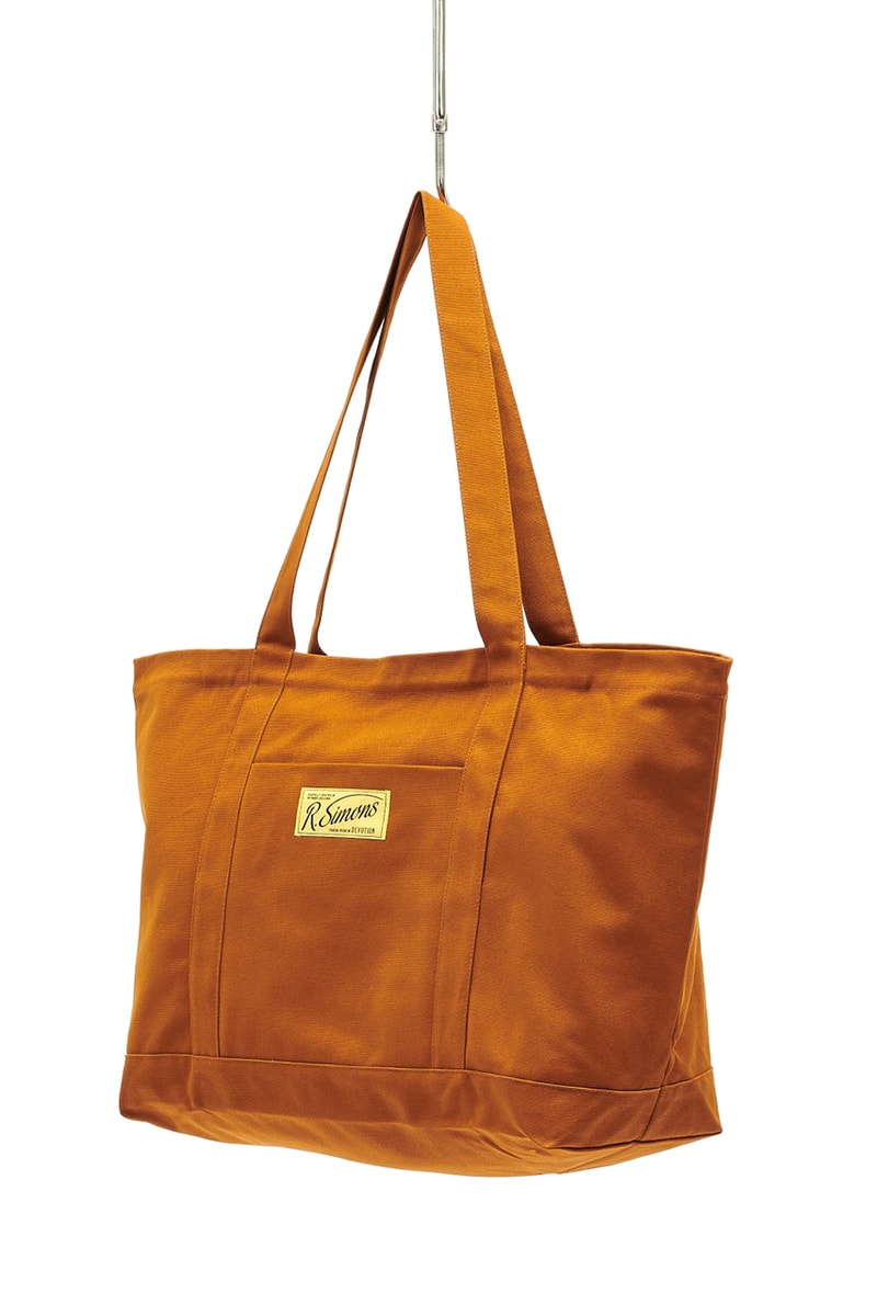 Raf Simons Oversized Canvas Tote Bag Fall Winter 2021 FW21 Cognac Green Red Antwerp Belgium Release Information Drop Date Runway Collection Accessories