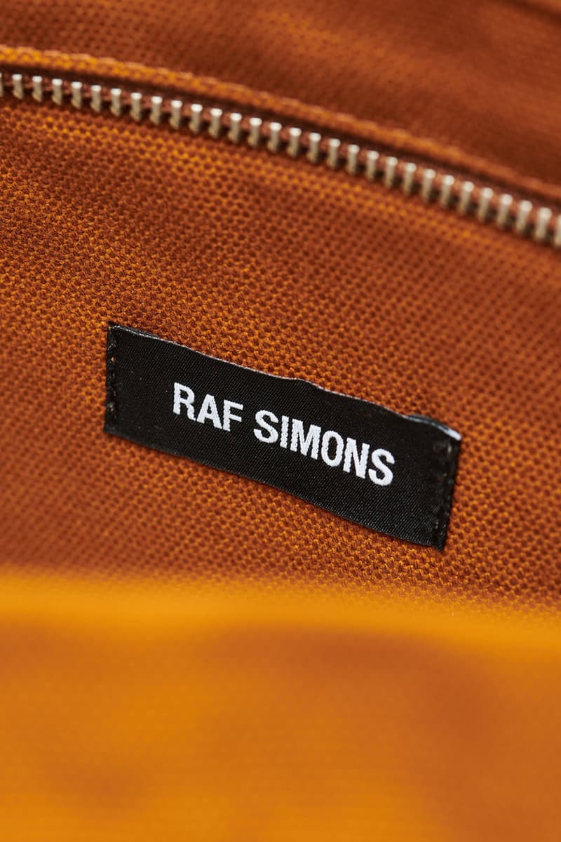 Raf Simons Oversized Canvas Tote Bag Fall Winter 2021 FW21 Cognac Green Red Antwerp Belgium Release Information Drop Date Runway Collection Accessories