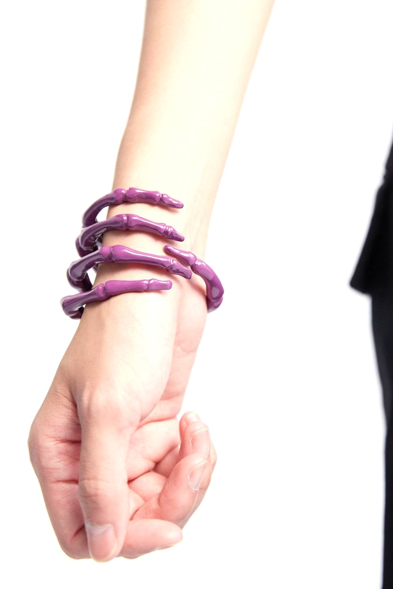 Raf Simons Skeleton Bracelet 100% Brass Purple Finish Designer Accessories Jewelry Fall Winter 2021 Runway Piece Machine-A Limited Edition Rare Future Archive Halloween
