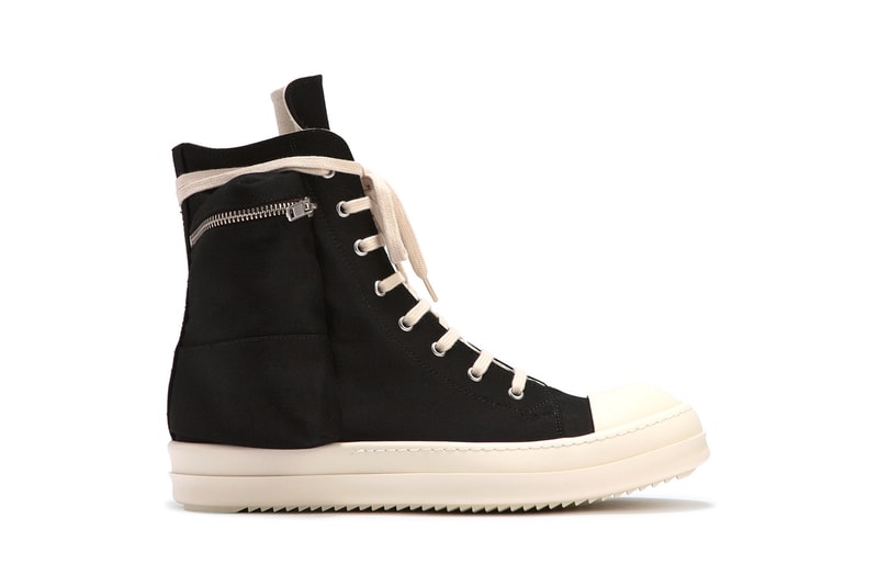 Rick Owens DRKSHDW Scarpe Cargo Sneakers Zip-Up Cargo Pouch Black Milk HBX Release Information Drop Date Utility Dark