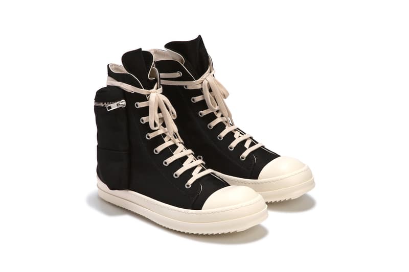 Rick Owens DRKSHDW Scarpe Cargo Sneakers Zip-Up Cargo Pouch Black Milk HBX Release Information Drop Date Utility Dark