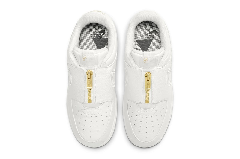 Serena Williams Releases a Special Edition Nike Air Force 1 LXX Zip white gold zipper tumbled leather 10 4 01 signatures graphic insole dual embroidered swoosh release info