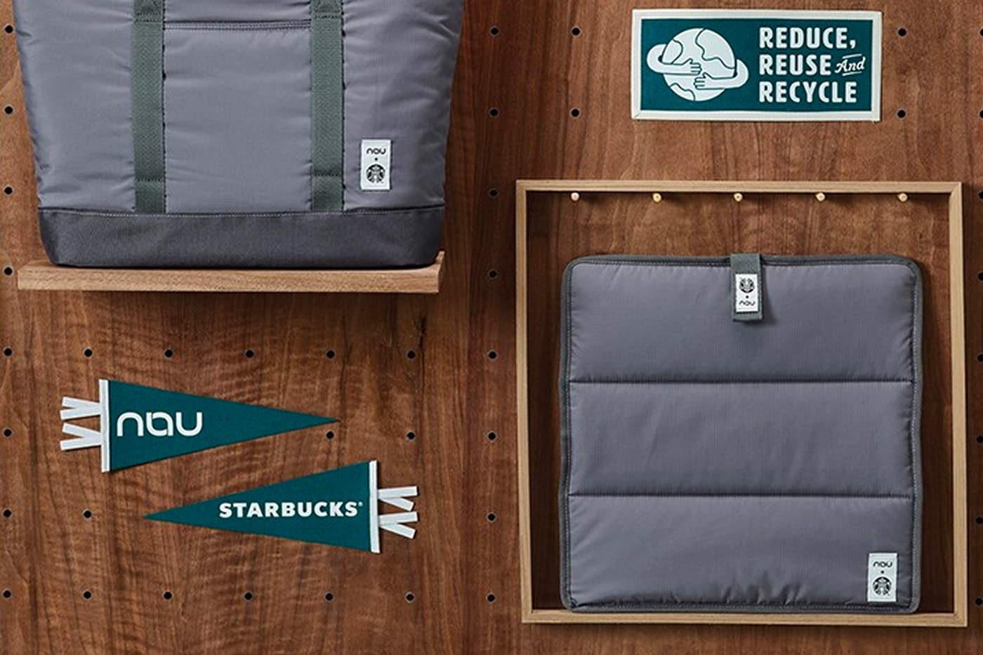 Starbucks Plastic Recycled Merch Release mittens Korea design cushions shoulder bag pouch cup holder grey cream NAU Korea