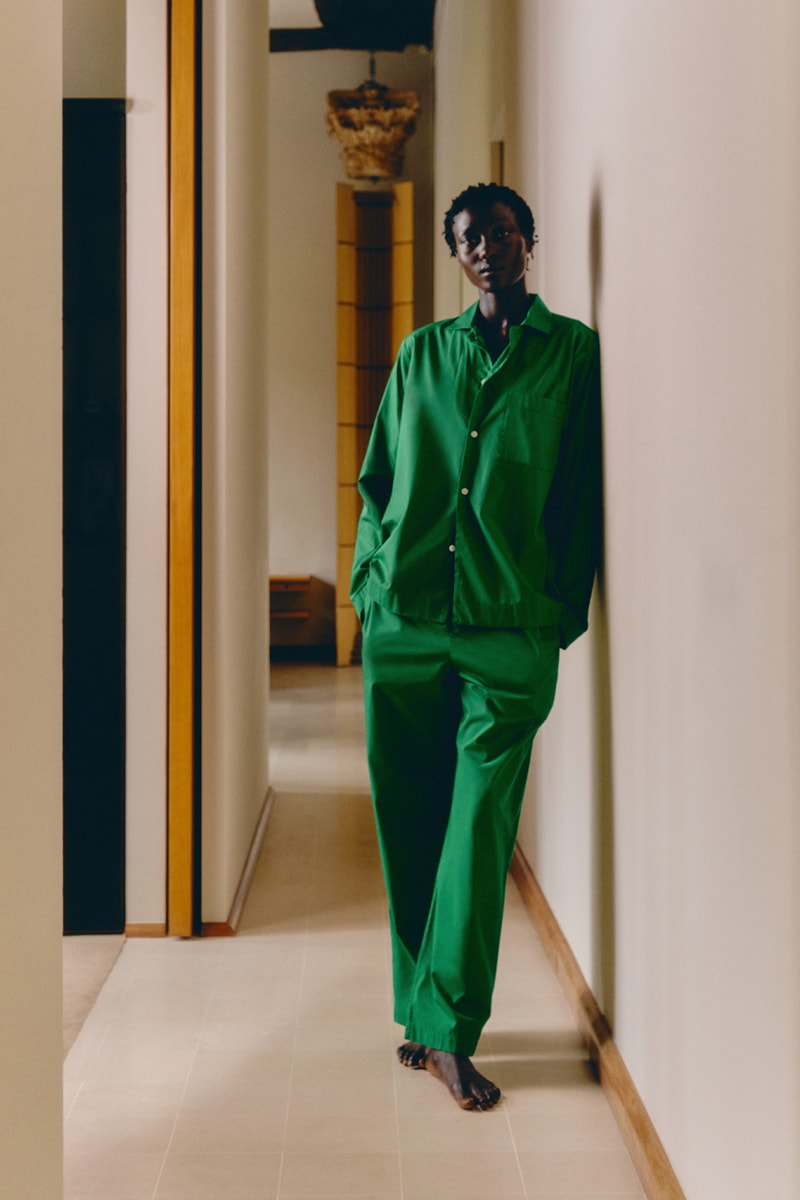 Tekla Green Capsule "Conifer" Sleepwear Percale Bedding Collection Bottega Veneta Seasonal Color 100 Percent Organic Cotton Luxury Homeware Sleep