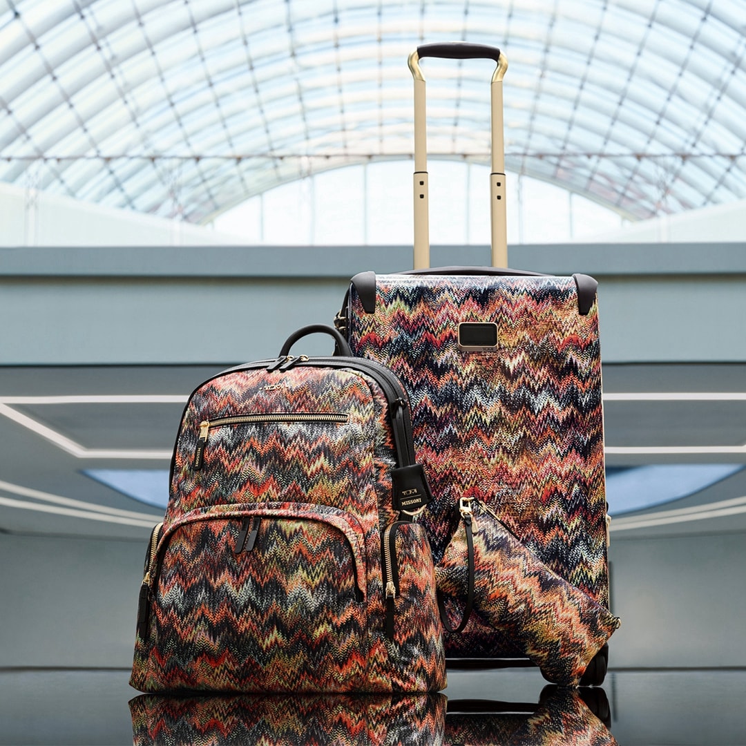 TUMI MISSONI Collaboration Release Info travel accessories International Expandable 4 Wheeled Carry-On tegris tegra lite Voyageur Anna Sling Carson Backpack Just In Case Triangle Pouch