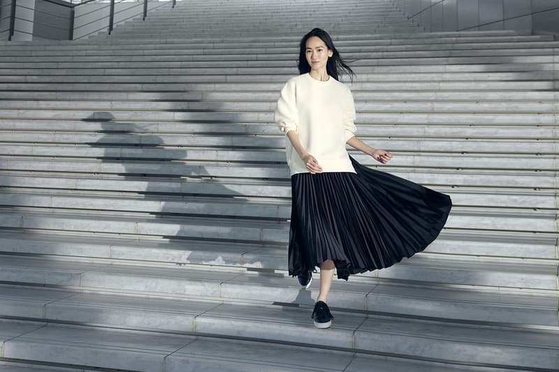 UNIQLO x Theory FW21 Collab Release fashion japan everyday wear minimalistic pleated wrap skirts shirts pants wool coats pullovers turtlenecks blocktech coat ultra-light down long vests navy black white