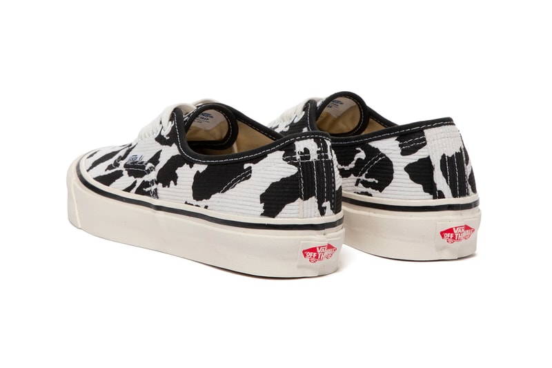 Vans Vault Reveals a Cow-Print Anaheim Factory Authentic 44 DX white black ultracush sock liner tag banner release info