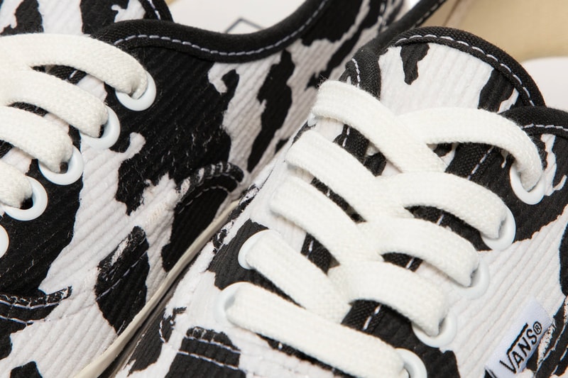 Vans Vault Reveals a Cow-Print Anaheim Factory Authentic 44 DX white black ultracush sock liner tag banner release info